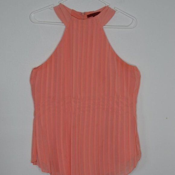 BKE Women's Small Coral Chiffon Pleated Halter Top - Picture 1 of 11